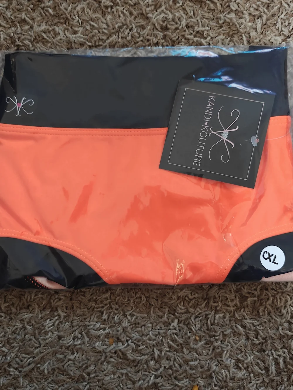 Kandi Kouture Bright Orange Dance Briefs with Black Trim